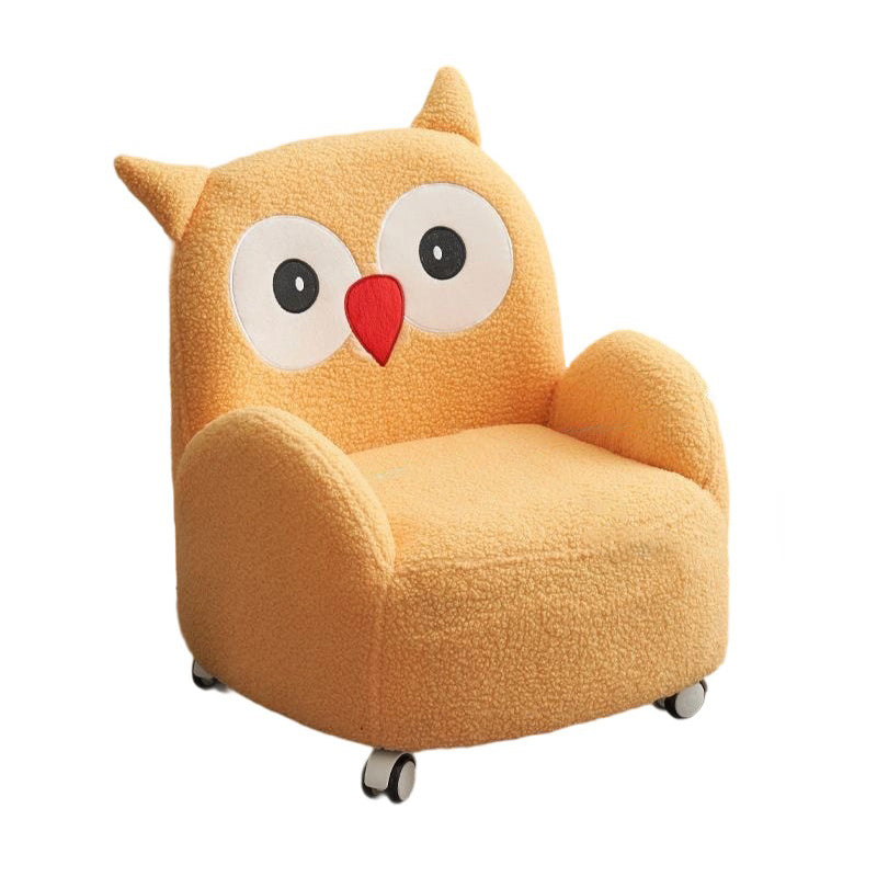 Modern Art Deco Lambswool Solid Wood Cartoon Animal Rounded Square Accent Chair With Backrest Armrests For Living Room