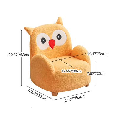 Modern Art Deco Lambswool Solid Wood Cartoon Animal Rounded Square Accent Chair With Backrest Armrests For Living Room