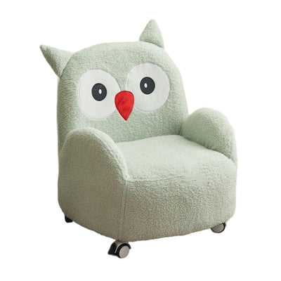Modern Art Deco Lambswool Solid Wood Cartoon Animal Rounded Square Accent Chair With Backrest Armrests For Living Room