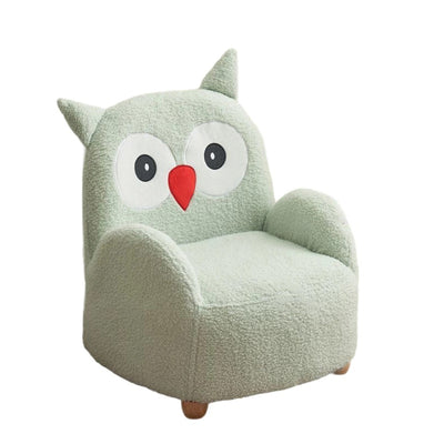 Modern Art Deco Lambswool Solid Wood Cartoon Animal Rounded Square Accent Chair With Backrest Armrests For Living Room