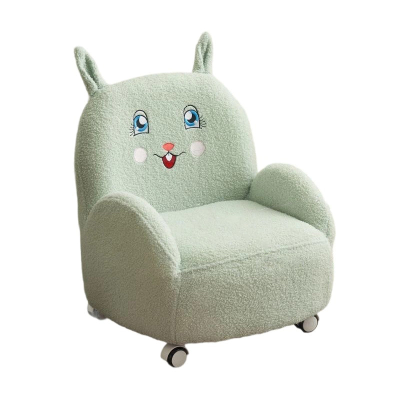 Modern Art Deco Lambswool Solid Wood Cartoon Animal Rounded Square Accent Chair With Backrest Armrests For Living Room