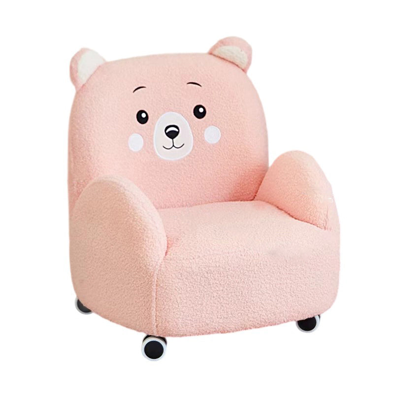 Modern Art Deco Lambswool Solid Wood Cartoon Animal Rounded Square Accent Chair With Backrest Armrests For Living Room