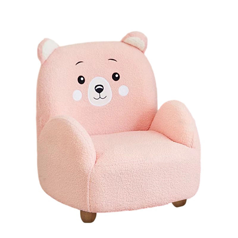 Modern Art Deco Lambswool Solid Wood Cartoon Animal Rounded Square Accent Chair With Backrest Armrests For Living Room