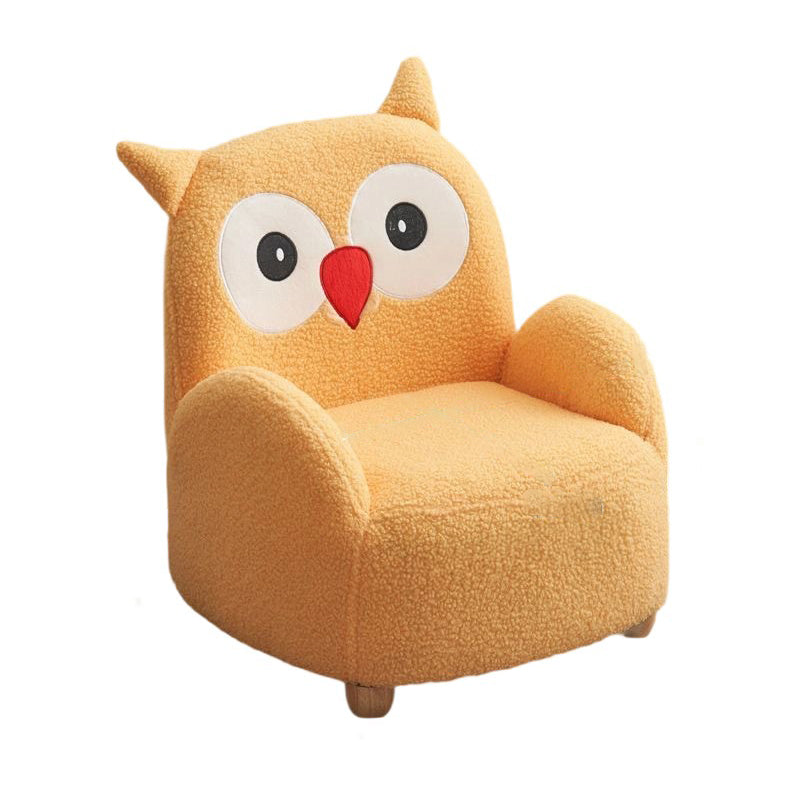 Modern Art Deco Lambswool Solid Wood Cartoon Animal Rounded Square Accent Chair With Backrest Armrests For Living Room