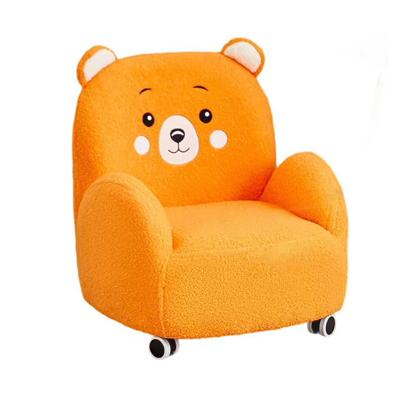 Modern Art Deco Lambswool Solid Wood Cartoon Animal Rounded Square Accent Chair With Backrest Armrests For Living Room