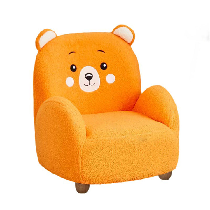 Moderner Art-Déco-Akzentstuhl mit Sherpa-Stoff, massivem Holz, Cartoon-Tierdesign und abgerundet-quadratischer Form mit Rückenlehne und Armlehnen für das Wohnzimmer 