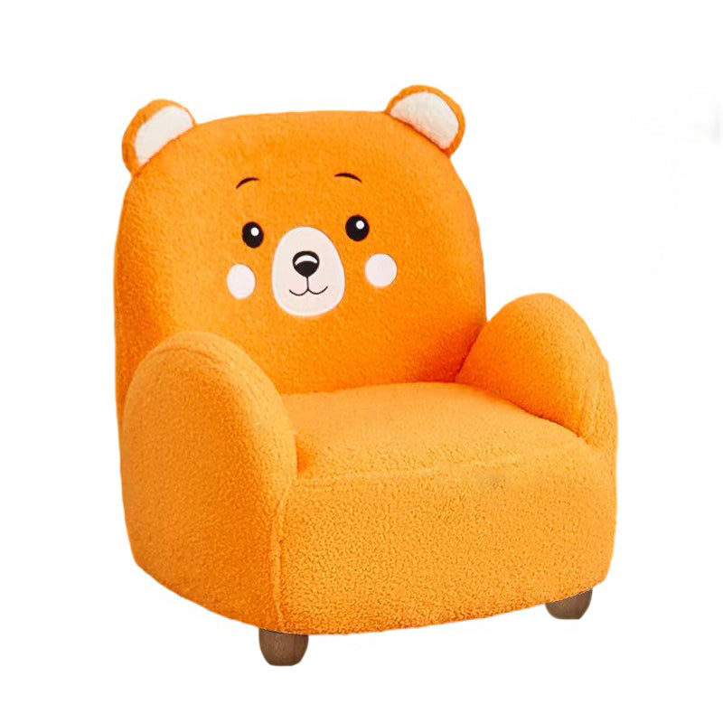Modern Art Deco Lambswool Solid Wood Cartoon Animal Rounded Square Accent Chair With Backrest Armrests For Living Room