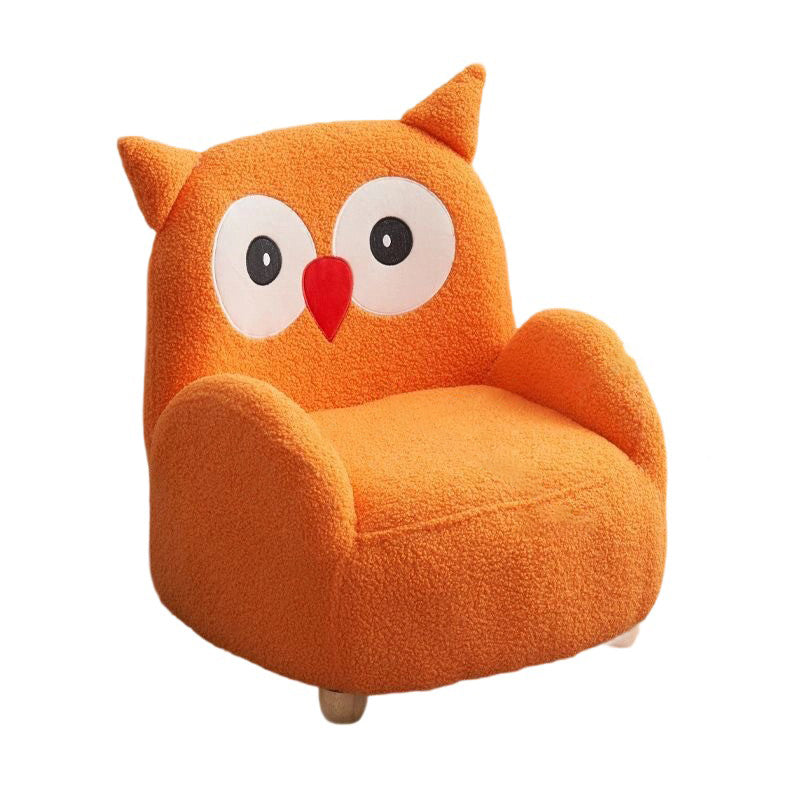Modern Art Deco Lambswool Solid Wood Cartoon Animal Rounded Square Accent Chair With Backrest Armrests For Living Room