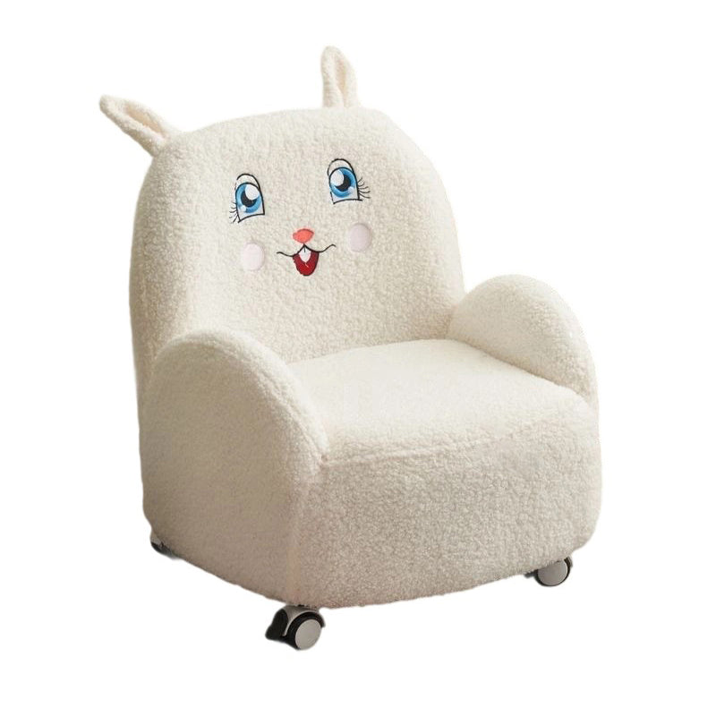 Modern Art Deco Lambswool Solid Wood Cartoon Animal Rounded Square Accent Chair With Backrest Armrests For Living Room