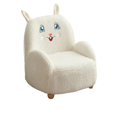 Modern Art Deco Lambswool Solid Wood Cartoon Animal Rounded Square Accent Chair With Backrest Armrests For Living Room