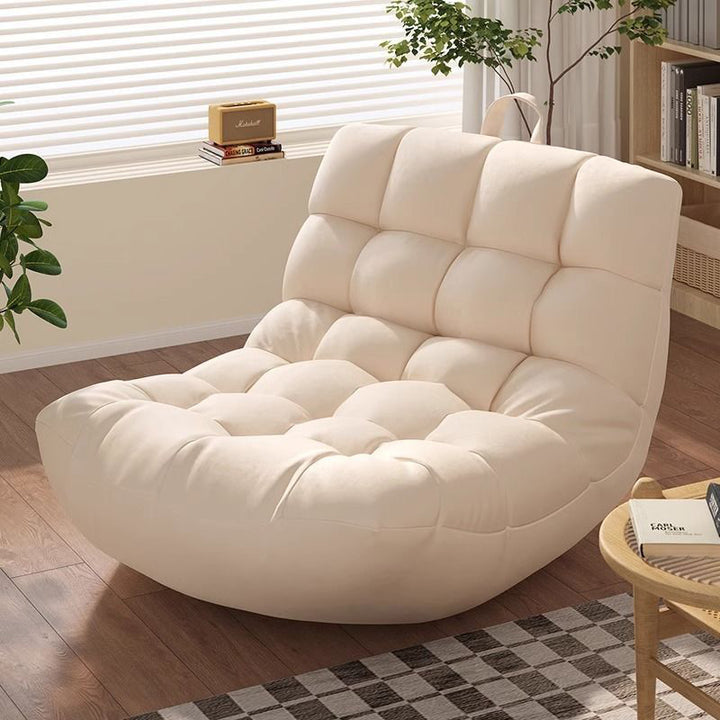 Chaise d’appoint rectangulaire incurvée contemporaine en tissu technique scandinave à carreaux EPS avec dossier pour salon 