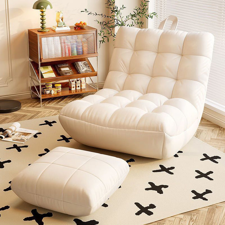 Chaise d’appoint rectangulaire incurvée contemporaine en tissu technique scandinave à carreaux EPS avec dossier pour salon 