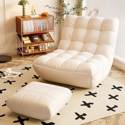 Contemporary Scandinavian Tech Fabric EPS Plaid Rectangular Curved Accent Chair With Backrest For Living Room