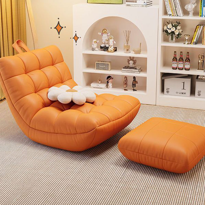 Contemporary Scandinavian Tech Fabric EPS Plaid Rectangular Curved Accent Chair With Backrest For Living Room