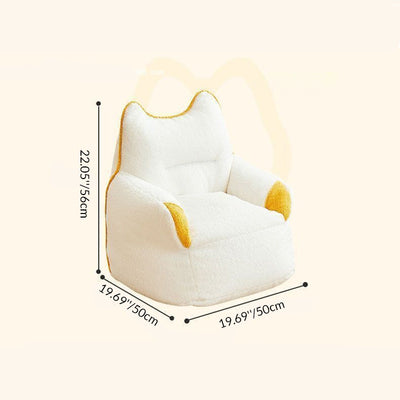 Contemporary Creative Teddy Fleece EPS Bunny Ear Square Accent Chair With Backrest & Armrests For Living Room