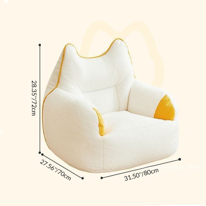 Contemporary Creative Teddy Fleece EPS Bunny Ear Square Accent Chair With Backrest &amp; Armrests For Living Room