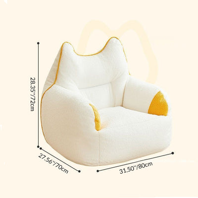 Contemporary Creative Teddy Fleece EPS Bunny Ear Square Accent Chair With Backrest & Armrests For Living Room