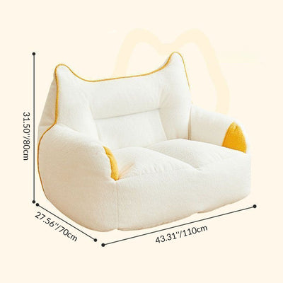 Contemporary Creative Teddy Fleece EPS Bunny Ear Square Accent Chair With Backrest & Armrests For Living Room