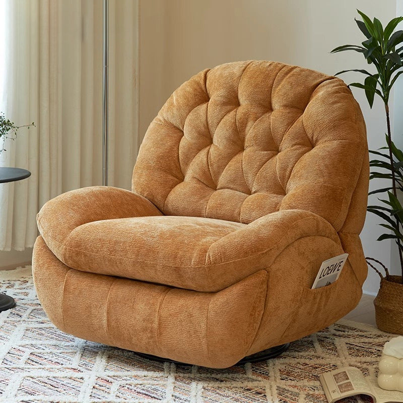 Contemporary Scandinavian Cat Scratch Leather Chenille Velvet Metal Semi-Circle Grid Accent Chair With Backrest For Living Room
