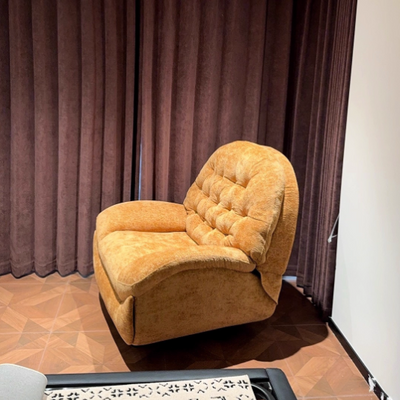 Contemporary Scandinavian Cat Scratch Leather Chenille Velvet Metal Semi-Circle Grid Accent Chair With Backrest For Living Room