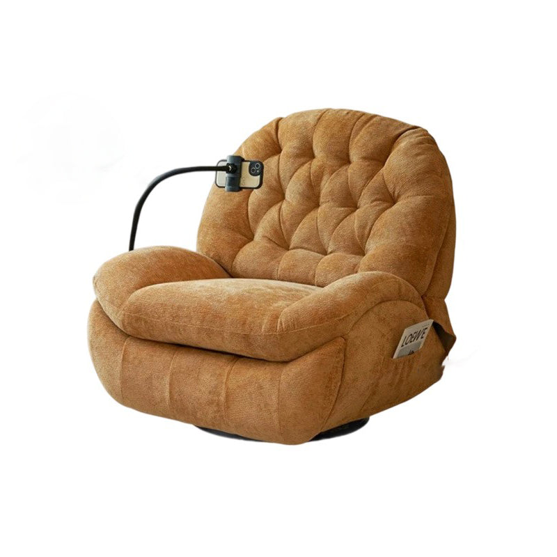 Contemporary Scandinavian Cat Scratch Leather Chenille Velvet Metal Semi-Circle Grid Accent Chair With Backrest For Living Room