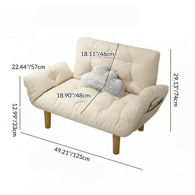 Contemporary Creative Tech Fabric Solid Wood Rectangular Grid Accent Chair With Backrest Armrests For Living Room