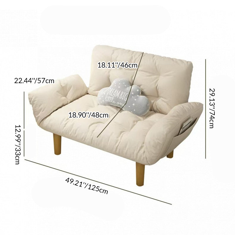 Contemporary Creative Tech Fabric Solid Wood Rectangular Grid Accent Chair With Backrest Armrests For Living Room