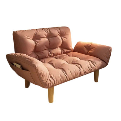 Contemporary Creative Tech Fabric Solid Wood Rectangular Grid Accent Chair With Backrest Armrests For Living Room