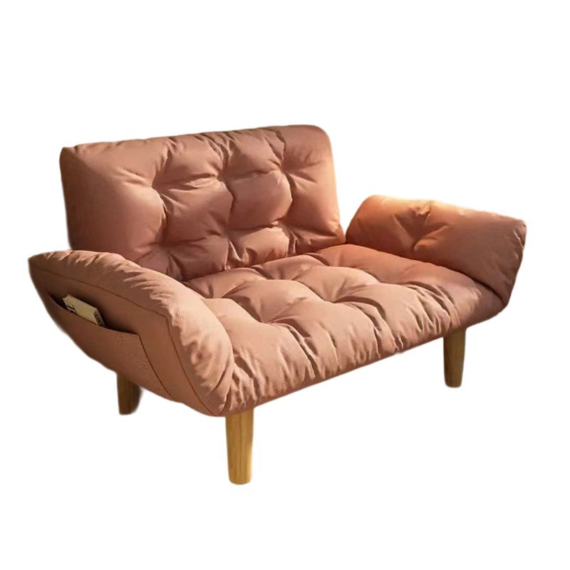 Contemporary Creative Tech Fabric Solid Wood Rectangular Grid Accent Chair With Backrest Armrests For Living Room
