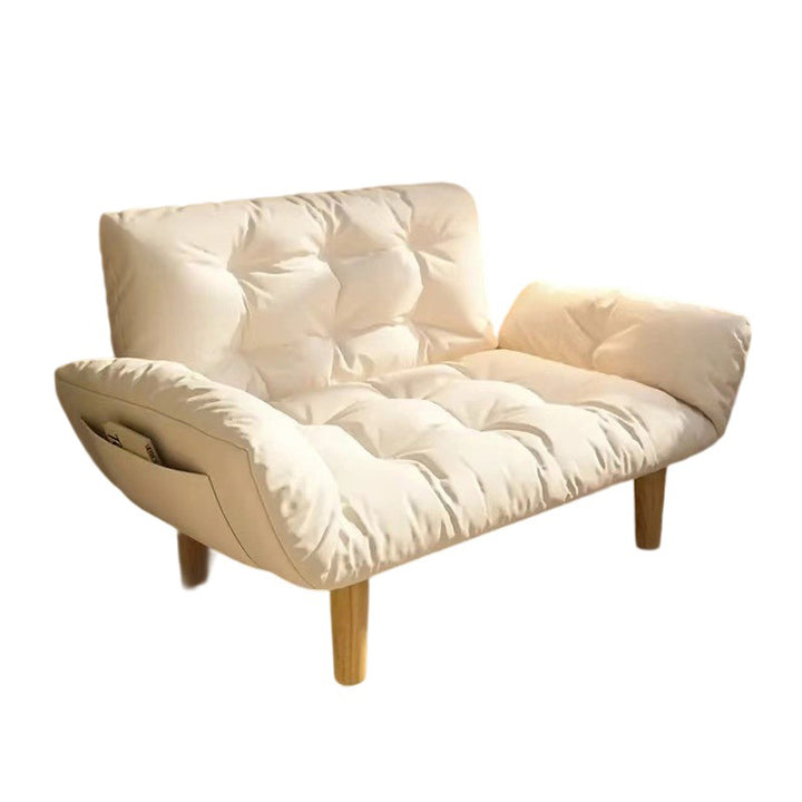 Sillón decorativo rectangular de rejilla de madera maciza y tela sintética de estilo creativo contemporáneo con respaldo y reposabrazos para sala de estar 