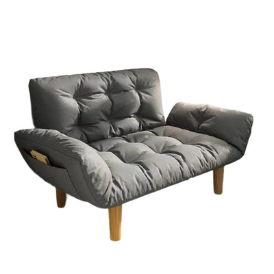 Contemporary Creative Tech Fabric Solid Wood Rectangular Grid Accent Chair With Backrest Armrests For Living Room