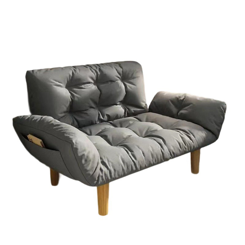 Contemporary Creative Tech Fabric Solid Wood Rectangular Grid Accent Chair With Backrest Armrests For Living Room