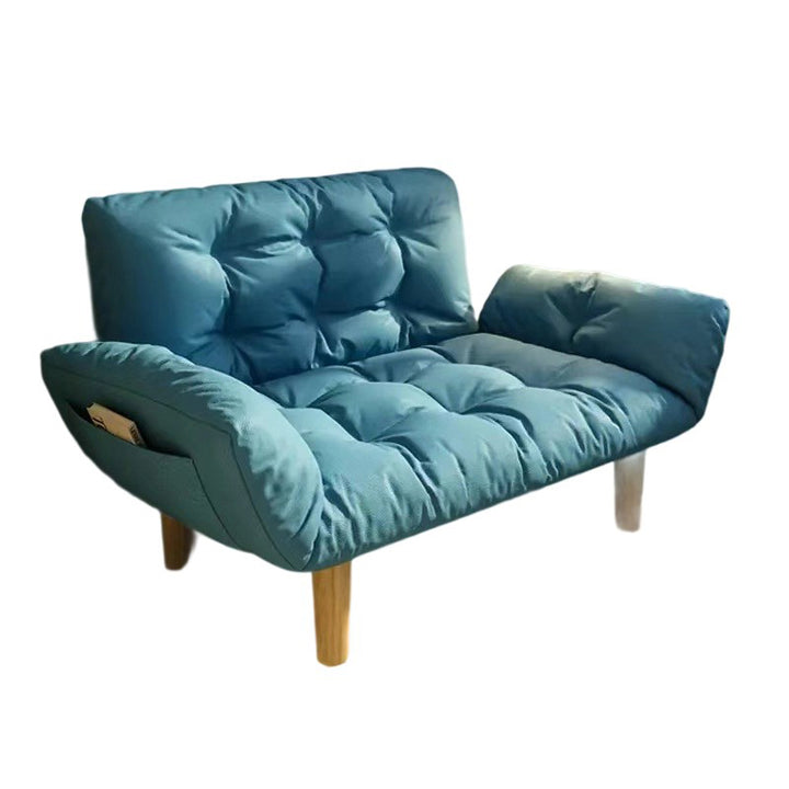 Sillón decorativo rectangular de rejilla de madera maciza y tela sintética de estilo creativo contemporáneo con respaldo y reposabrazos para sala de estar 
