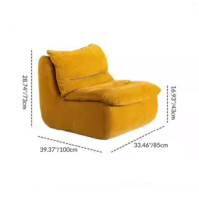 Contemporary Creative Velvet Feather Filled Tofu Block Square Accent Chair With Backrest For Living Room