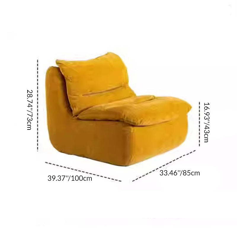 Contemporary Creative Velvet Feather Filled Tofu Block Square Accent Chair With Backrest For Living Room