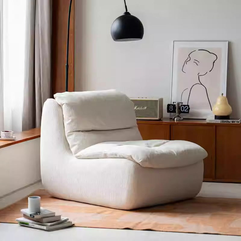Contemporary Creative Velvet Feather Filled Tofu Block Square Accent Chair With Backrest For Living Room