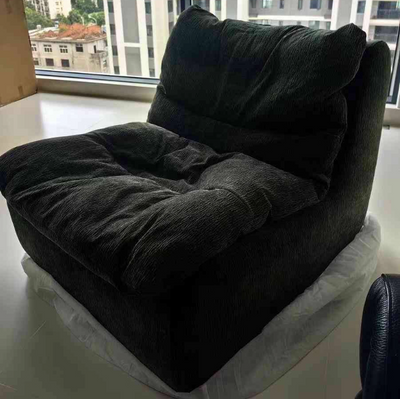 Contemporary Creative Velvet Feather Filled Tofu Block Square Accent Chair With Backrest For Living Room