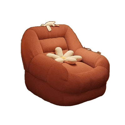 Contemporary Creative Corduroy Rounded U-Shaped Accent Chair With Backrest For Bedroom