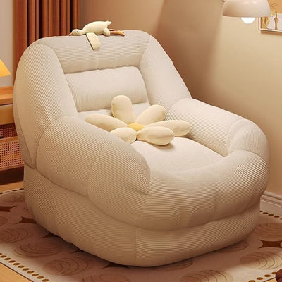Contemporary Creative Corduroy Rounded U-Shaped Accent Chair With Backrest For Bedroom