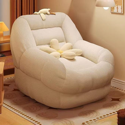 Contemporary Creative Corduroy Rounded U-Shaped Accent Chair With Backrest For Bedroom