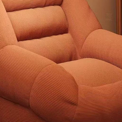 Contemporary Creative Corduroy Rounded U-Shaped Accent Chair With Backrest For Bedroom