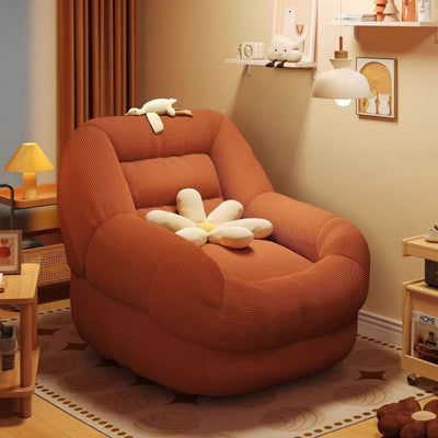 Contemporary Creative Corduroy Rounded U-Shaped Accent Chair With Backrest For Bedroom