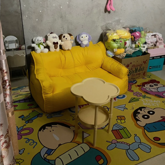 Sofá rectangular contemporáneo de lino de algodón escandinavo EPS con forma de conejo con respaldo y reposabrazos para sala de estar 