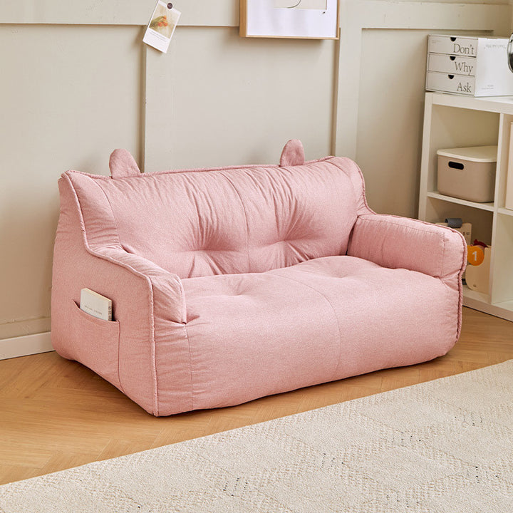 Sofá rectangular contemporáneo de lino de algodón escandinavo EPS con forma de conejo con respaldo y reposabrazos para sala de estar 