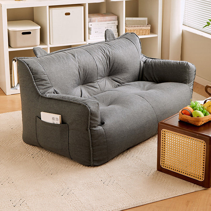 Sofá rectangular contemporáneo de lino de algodón escandinavo EPS con forma de conejo con respaldo y reposabrazos para sala de estar 