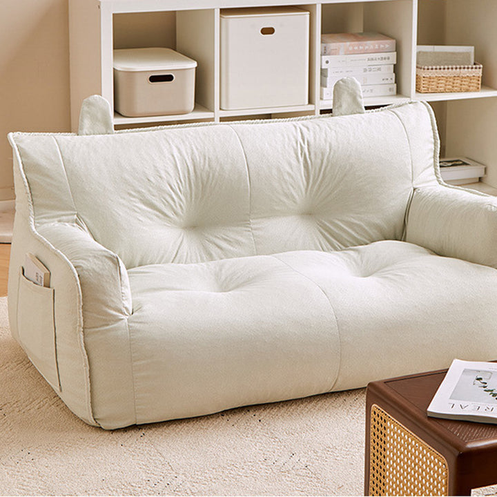 Sofá rectangular contemporáneo de lino de algodón escandinavo EPS con forma de conejo con respaldo y reposabrazos para sala de estar 
