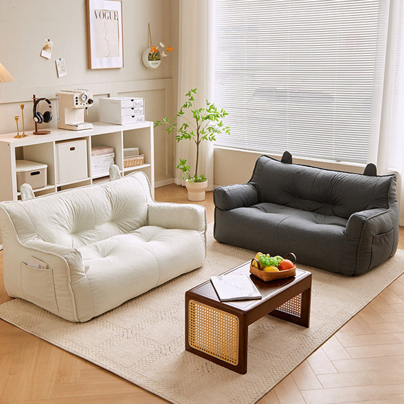 Contemporary Scandinavian Cotton Linen EPS Bunny Shaped Rectangular Sofa With Backrest Armrests For Living Room