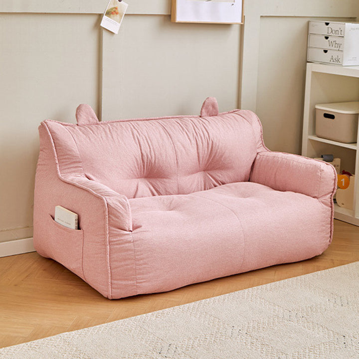 Sofá rectangular contemporáneo de lino de algodón escandinavo EPS con forma de conejo con respaldo y reposabrazos para sala de estar 
