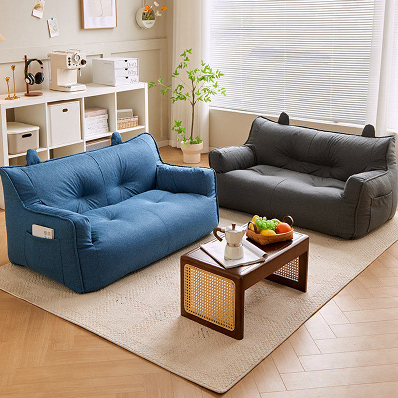 Contemporary Scandinavian Cotton Linen EPS Bunny Shaped Rectangular Sofa With Backrest Armrests For Living Room