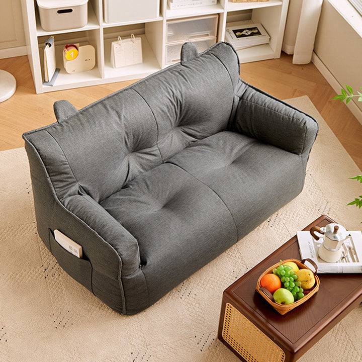 Sofá rectangular contemporáneo de lino de algodón escandinavo EPS con forma de conejo con respaldo y reposabrazos para sala de estar 
